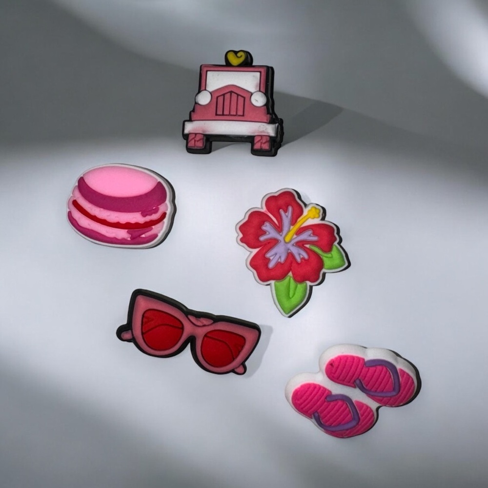 Pack Of 5 Pink Girly Crock Charms
